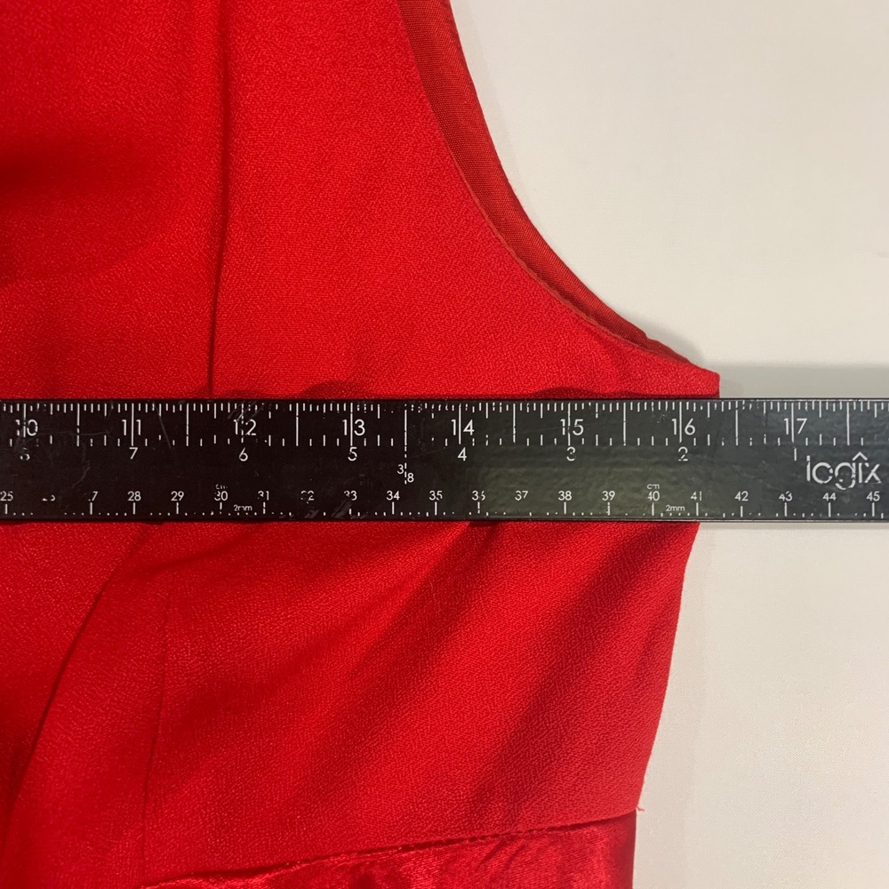 Vintage 90s Maurices Red Dress Sleeveless A-Line Ribbon Detail Party Cocktail XS - Picture 3 of 6